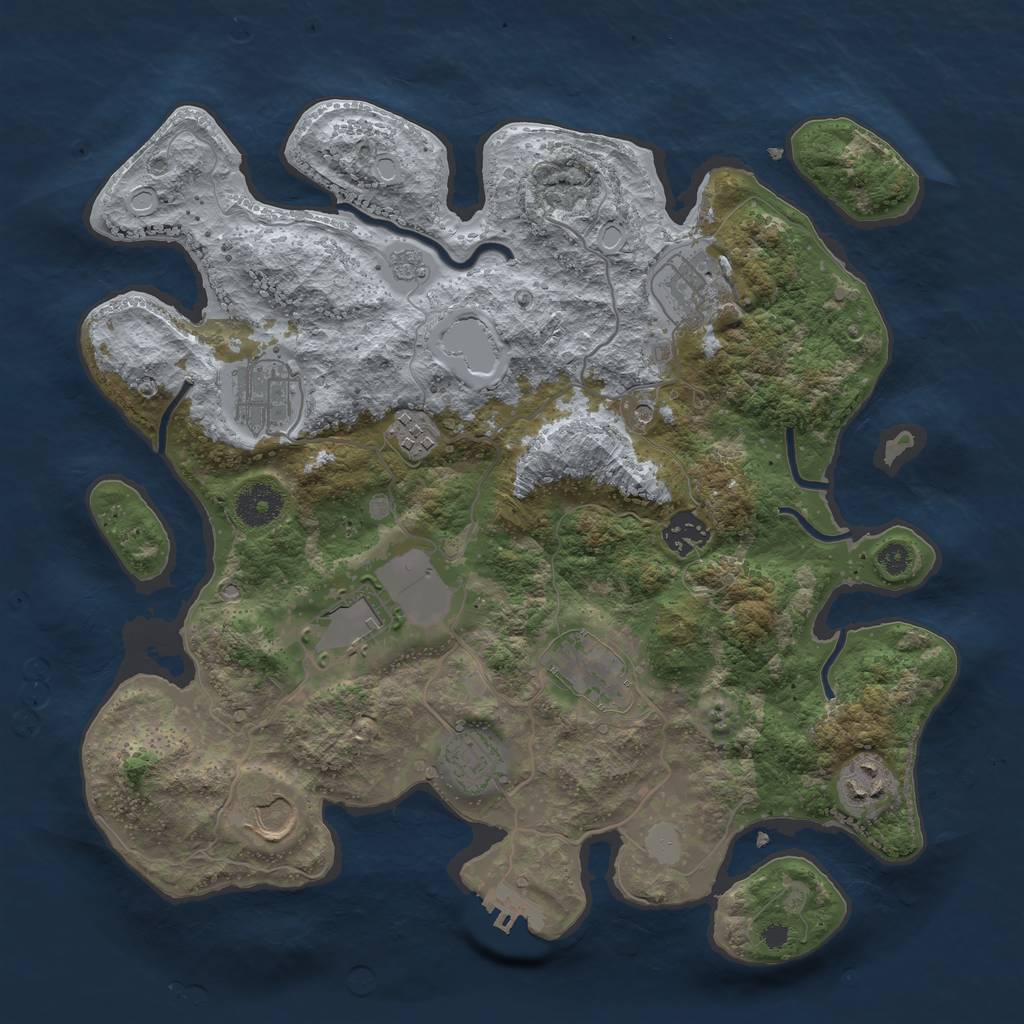 Rust Map: Procedural Map, Size: 3500, Seed: 28241518, 17 Monuments