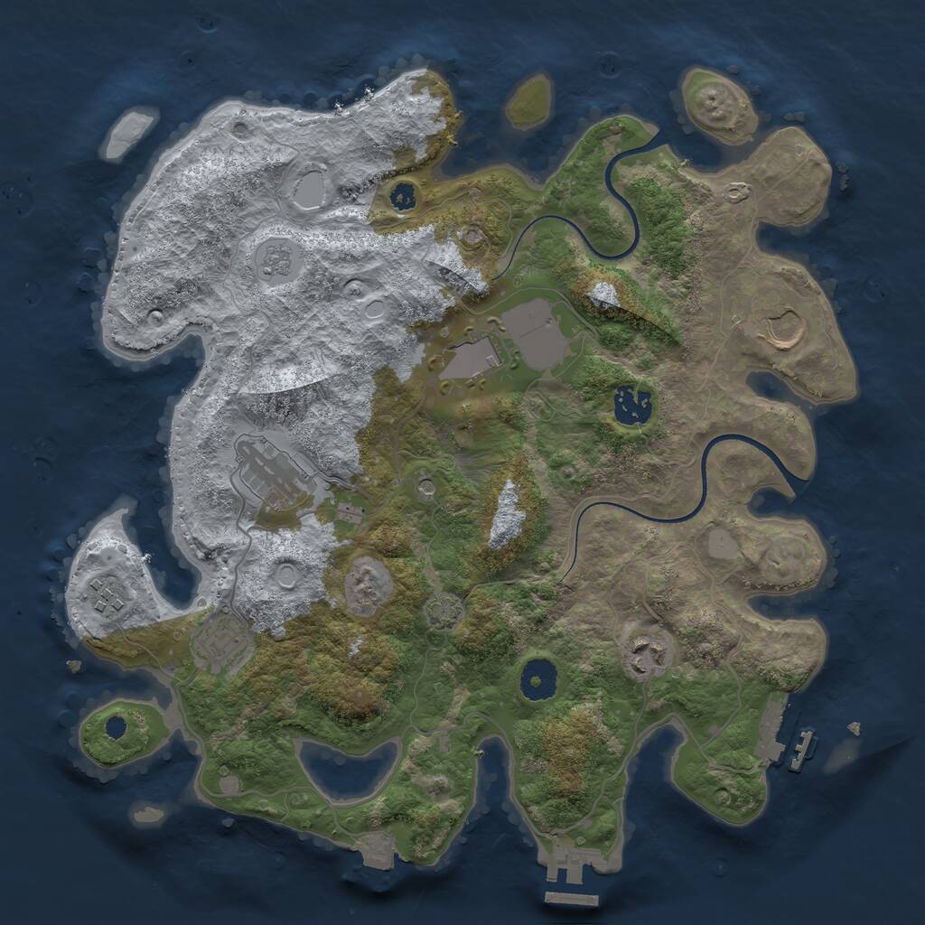 Rust Map: Procedural Map, Size: 3500, Seed: 22548010, 13 Monuments