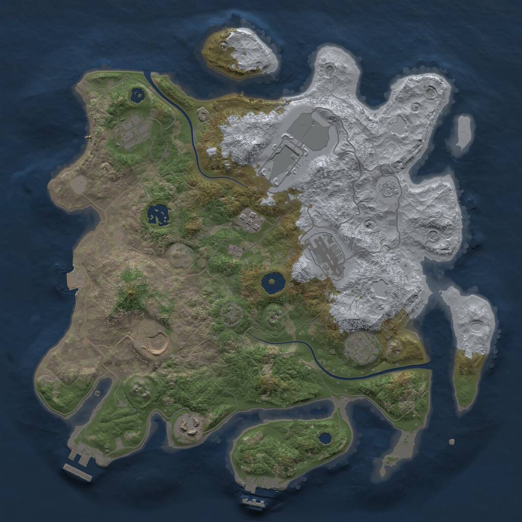 Rust Map: Procedural Map, Size: 3500, Seed: 62261846, 14 Monuments