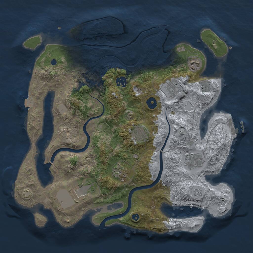 Rust Map: Procedural Map, Size: 3500, Seed: 964012040, 13 Monuments