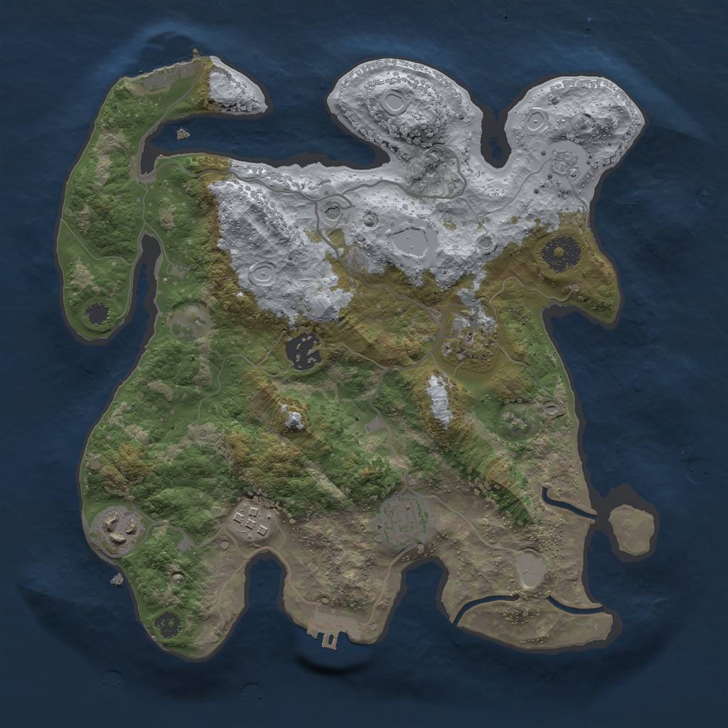 Rust Map: Procedural Map, Size: 3000, Seed: 57726, 12 Monuments