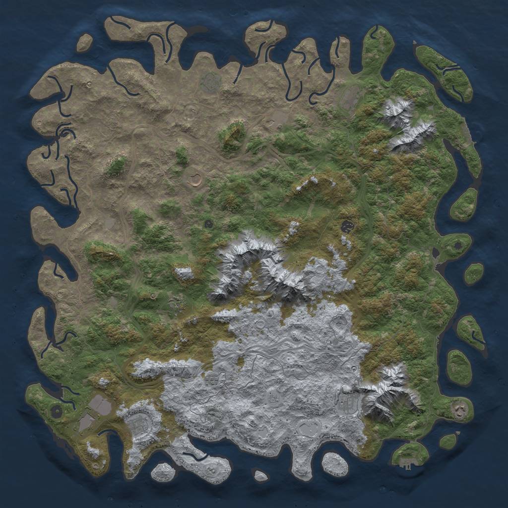 Rust Map: Procedural Map, Size: 6000, Seed: 384837029, 20 Monuments