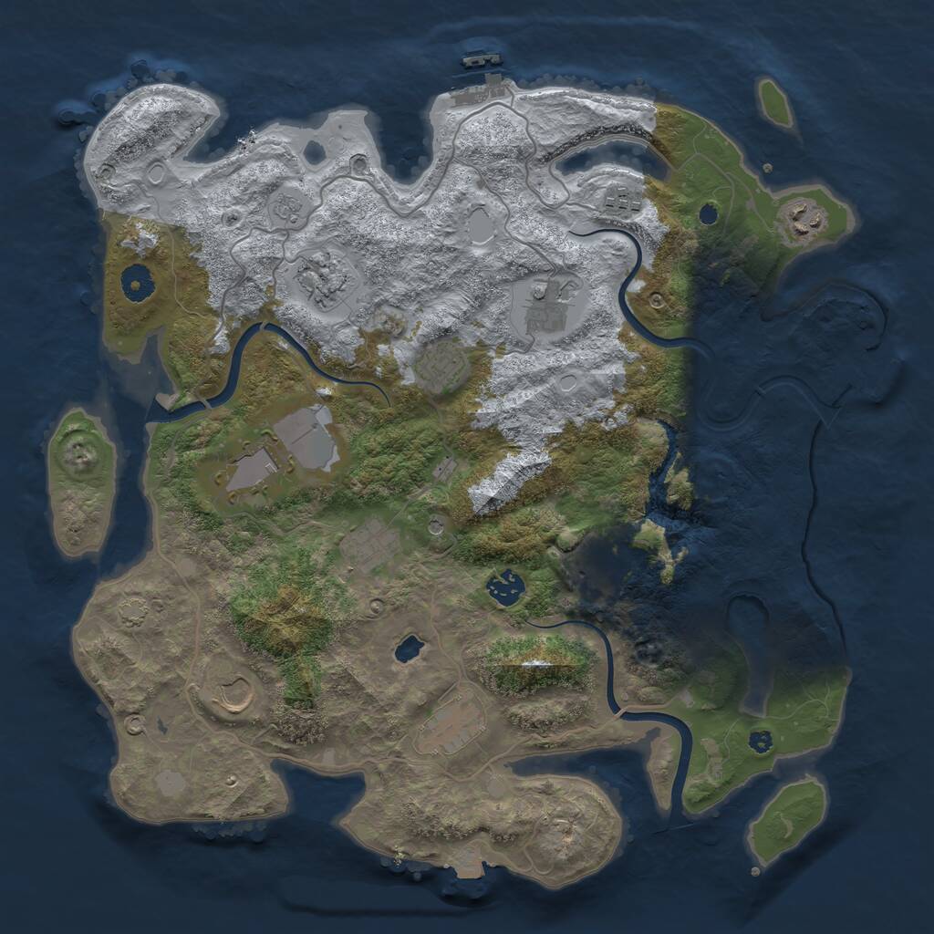 Rust Map: Procedural Map, Size: 4000, Seed: 739536773, 17 Monuments