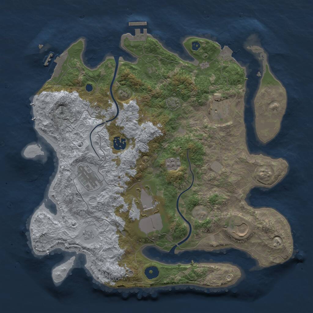 Rust Map: Procedural Map, Size: 3500, Seed: 1496789769, 12 Monuments