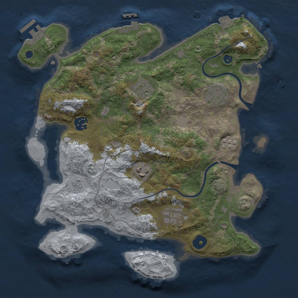 Rust Map: Procedural Map, Size: 3250, Seed: 1019098746, 12 Monuments