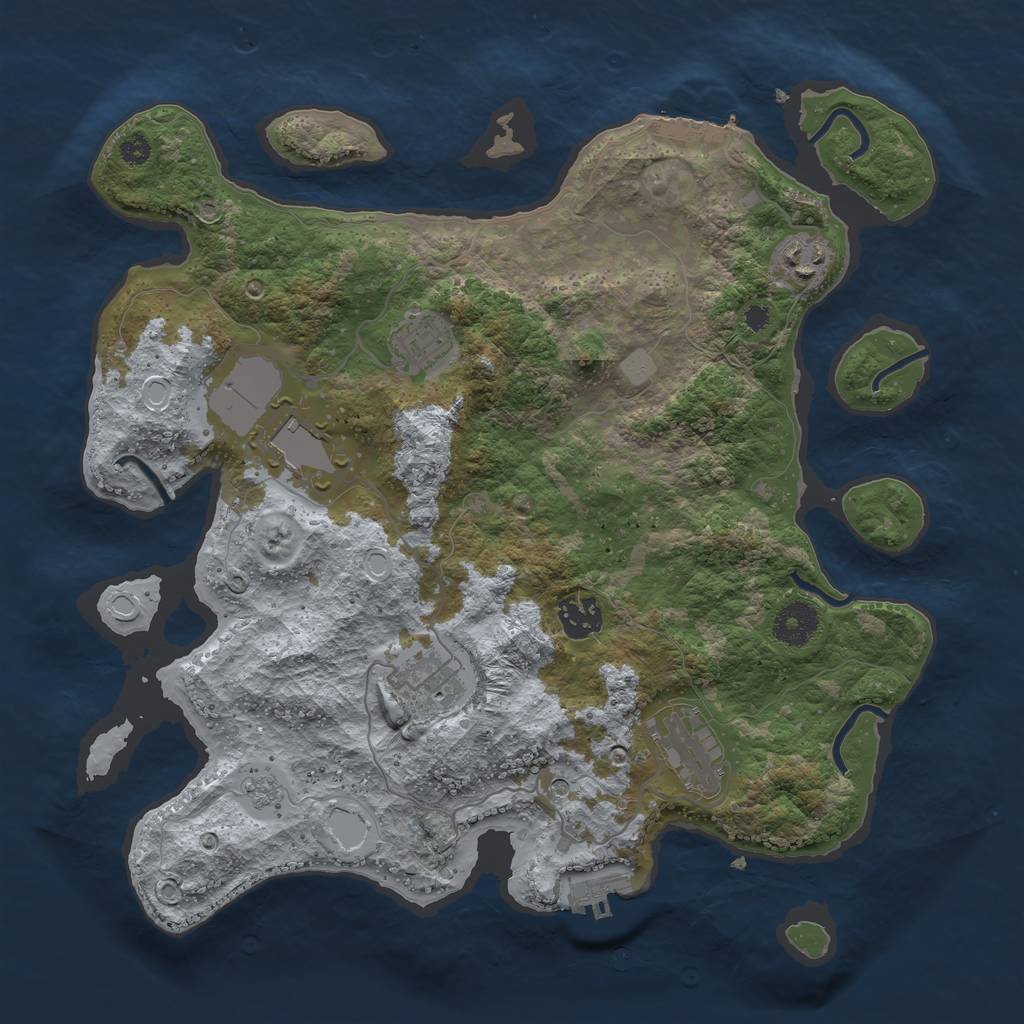 Rust Map: Procedural Map, Size: 3500, Seed: 97756413, 15 Monuments