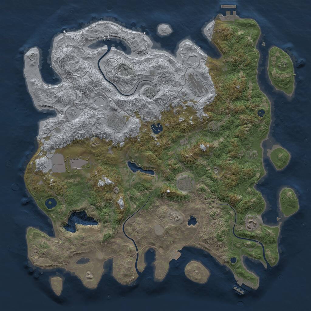 Rust Map: Procedural Map, Size: 4200, Seed: 1866910634, 13 Monuments