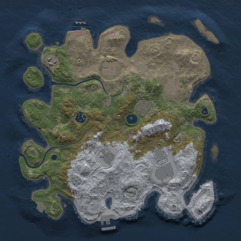 Rust Map: Procedural Map, Size: 3500, Seed: 12933153, 14 Monuments
