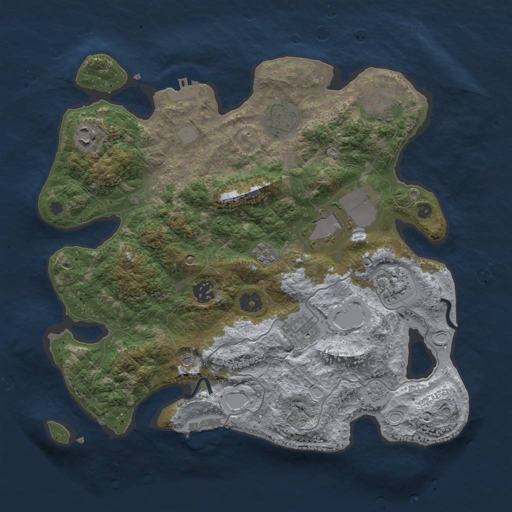 Rust Map: Procedural Map, Size: 3500, Seed: 63178059, 17 Monuments