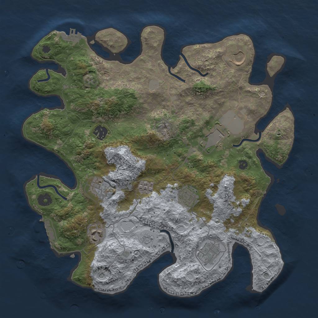 Rust Map: Procedural Map, Size: 3500, Seed: 47643078, 17 Monuments