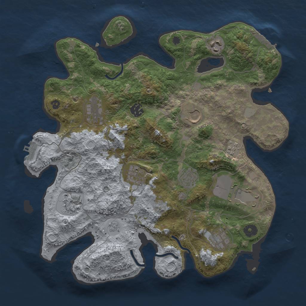 Rust Map: Procedural Map, Size: 3500, Seed: 2019491, 18 Monuments