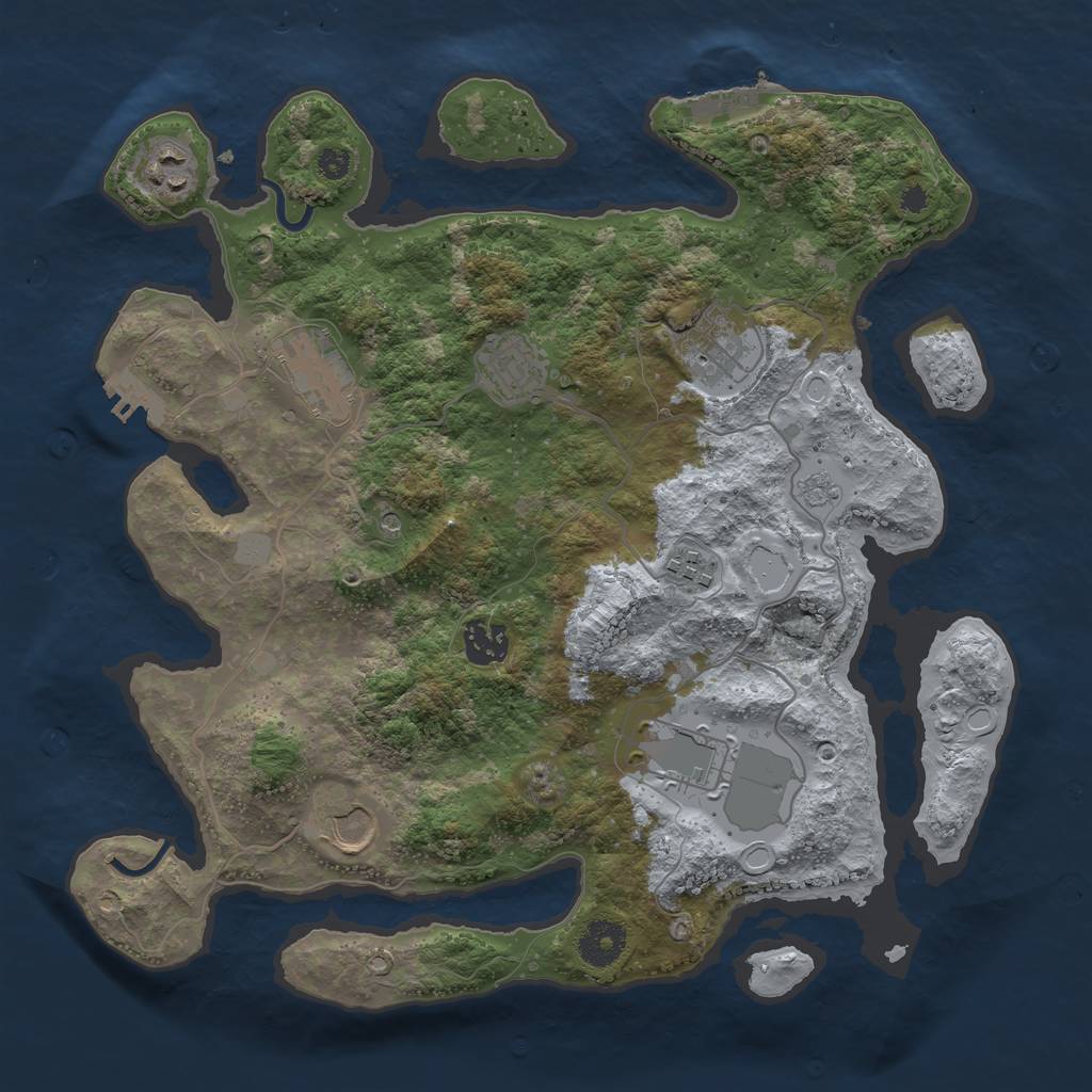 Rust Map: Procedural Map, Size: 3500, Seed: 2285993, 17 Monuments
