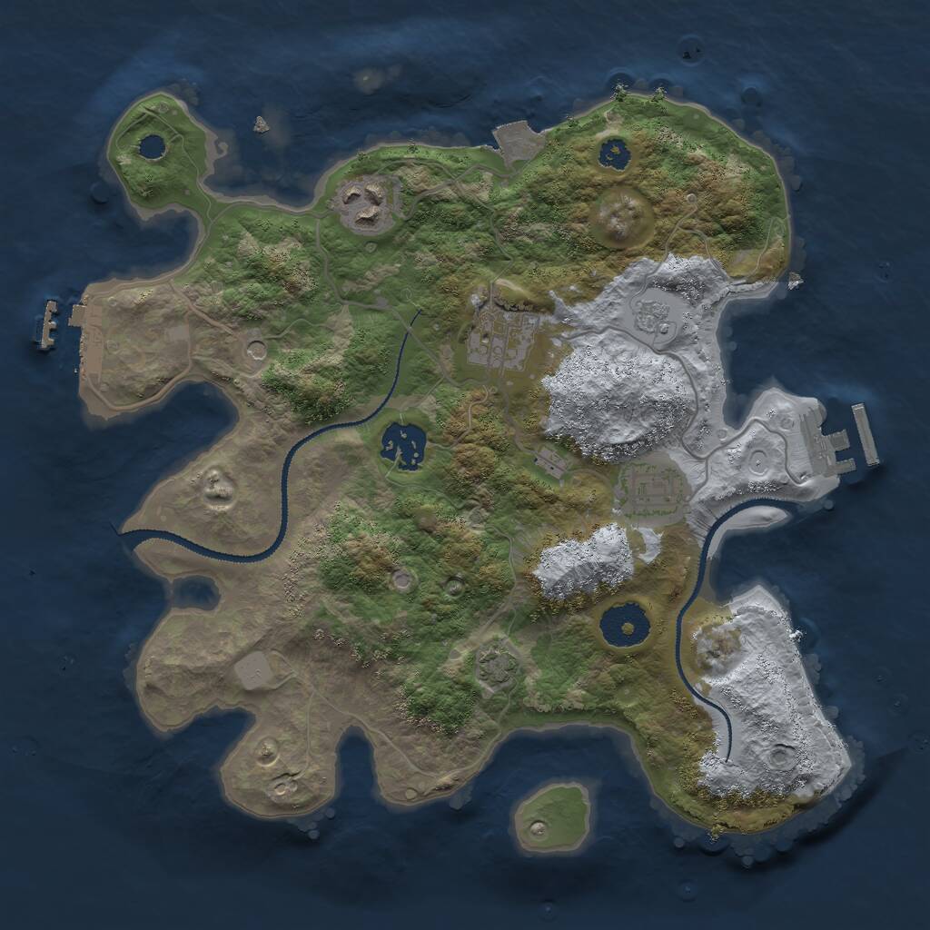 Rust Map: Procedural Map, Size: 3000, Seed: 676645, 10 Monuments