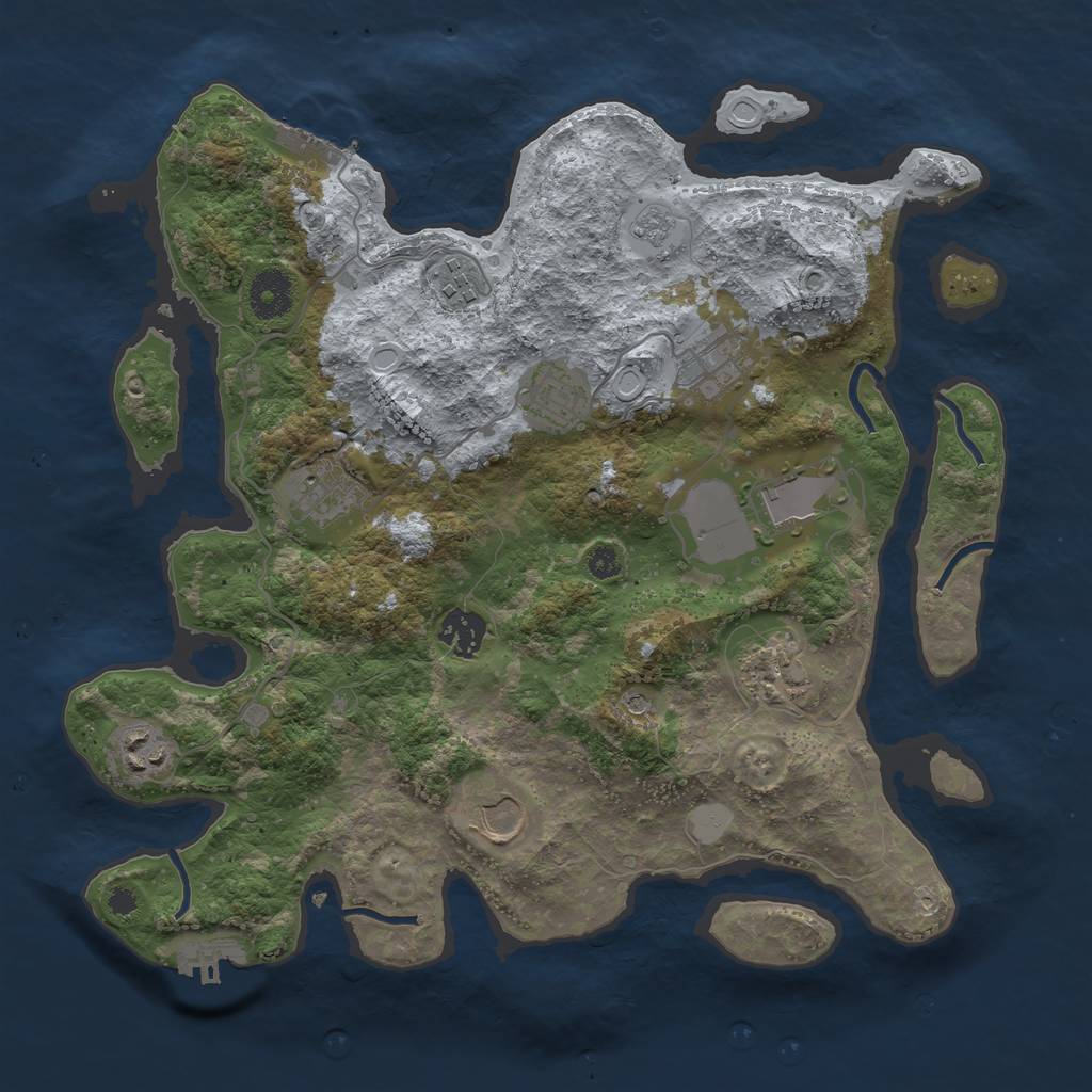 Rust Map: Procedural Map, Size: 3500, Seed: 4453909, 18 Monuments
