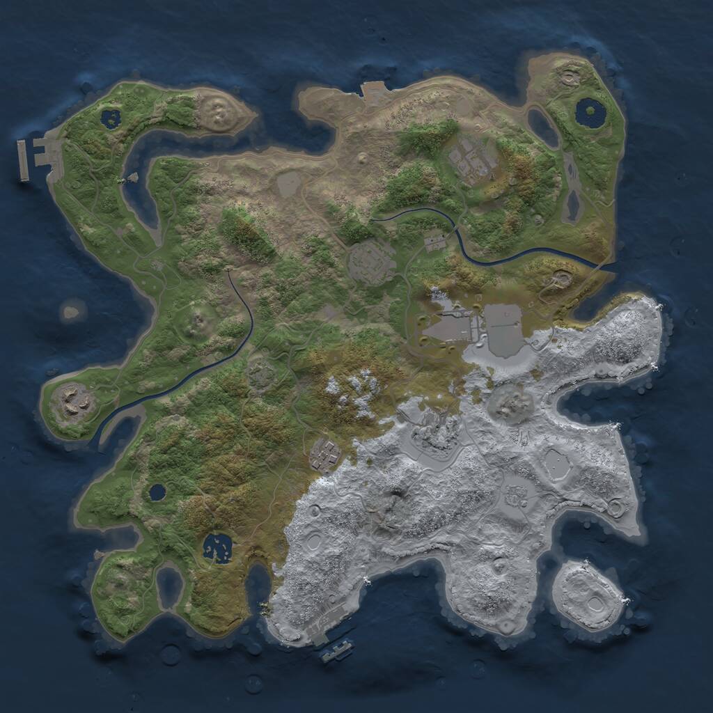 Rust Map: Procedural Map, Size: 3500, Seed: 72365833, 12 Monuments