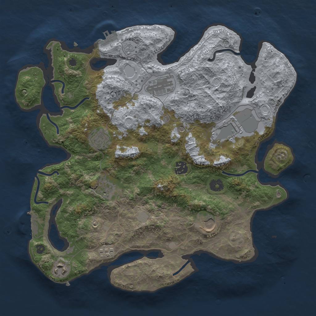 Rust Map: Procedural Map, Size: 3500, Seed: 88278506, 17 Monuments