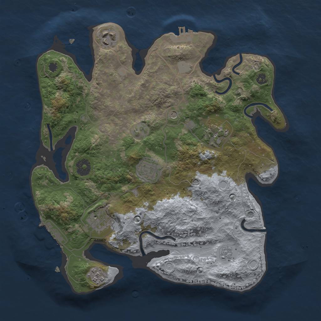 Rust Map: Procedural Map, Size: 3000, Seed: 336043168, 12 Monuments