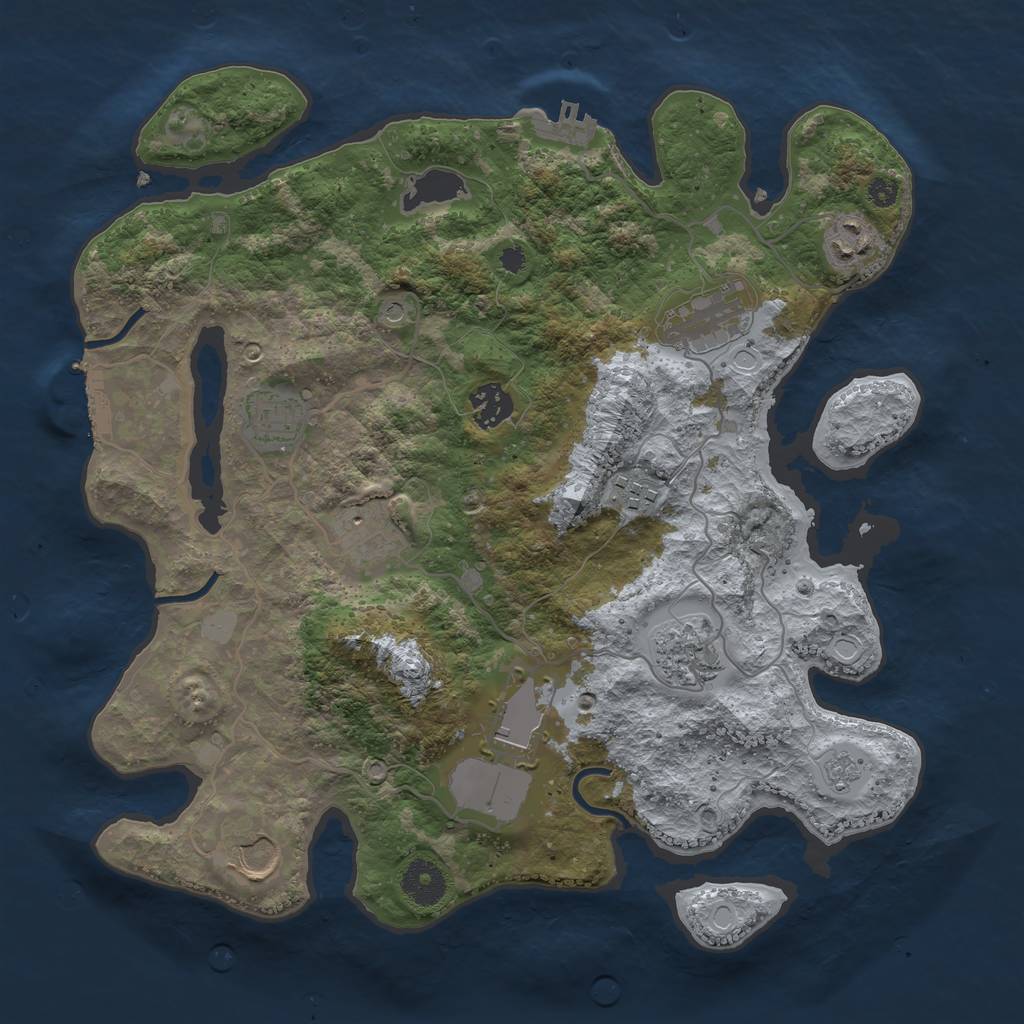 Rust Map: Procedural Map, Size: 3500, Seed: 87210748, 18 Monuments