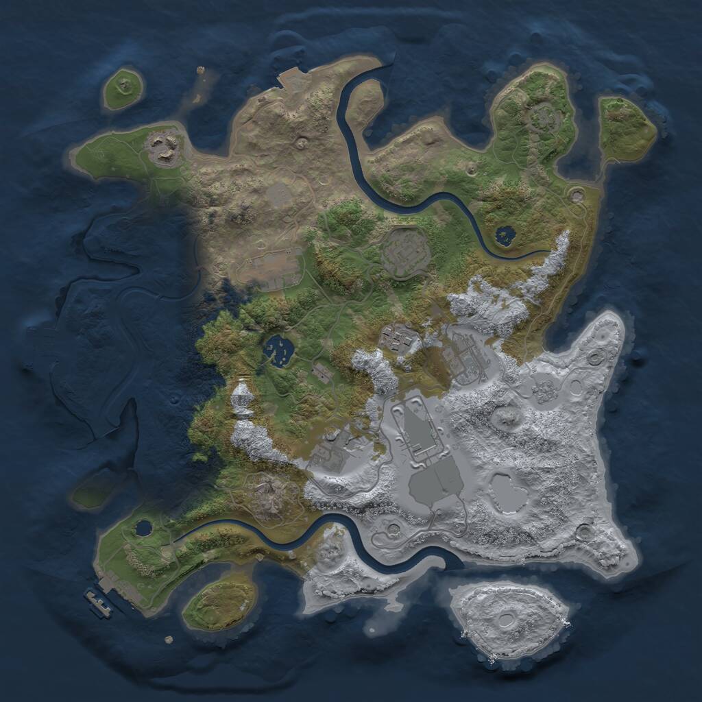 Rust Map: Procedural Map, Size: 3500, Seed: 8709884, 14 Monuments