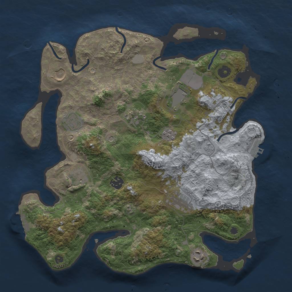 Rust Map: Procedural Map, Size: 3500, Seed: 3249454, 18 Monuments