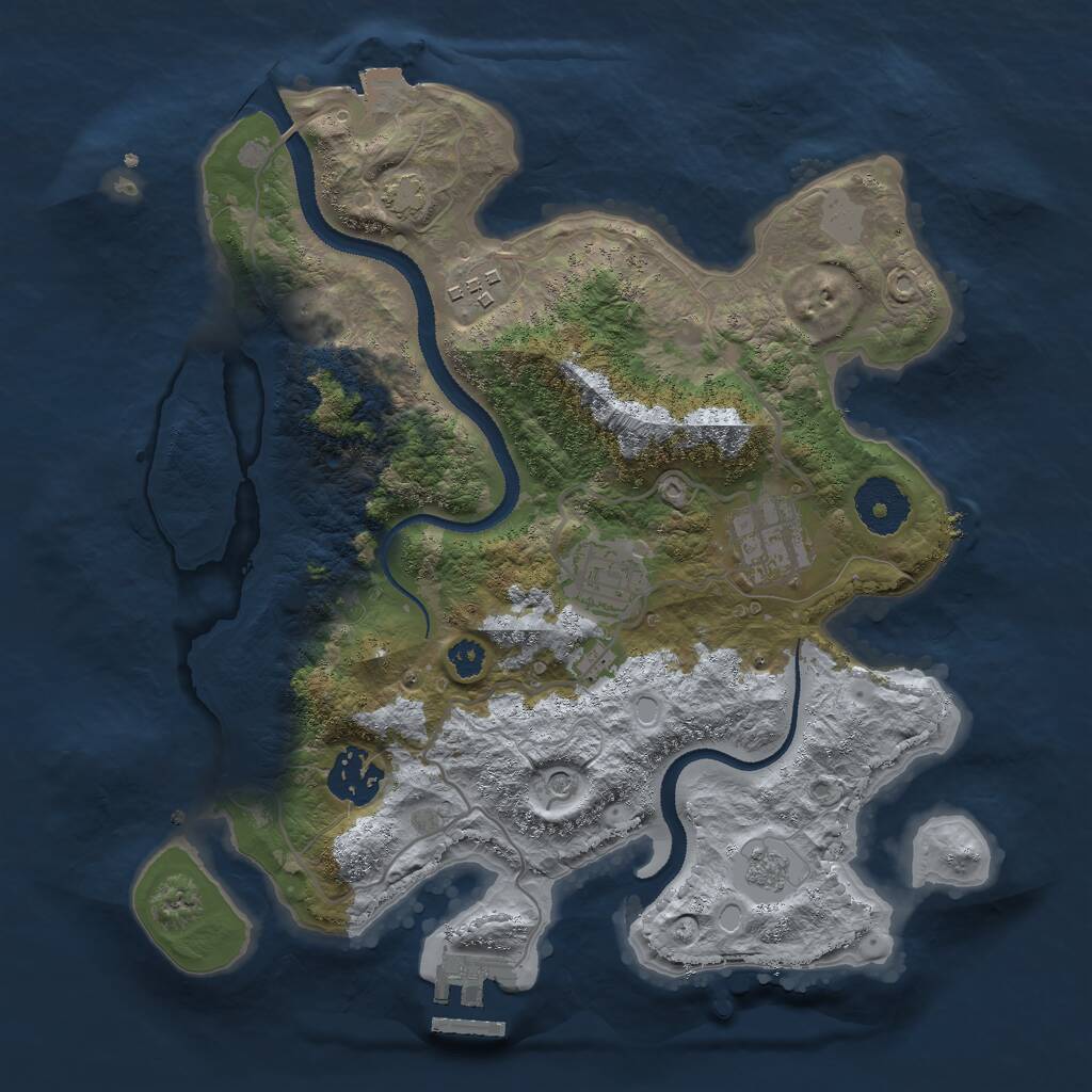 Rust Map: Procedural Map, Size: 3000, Seed: 2137648389, 9 Monuments