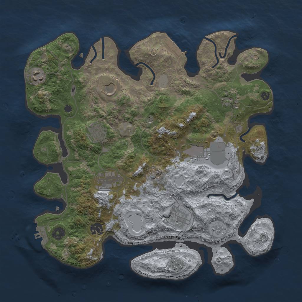 Rust Map: Procedural Map, Size: 3500, Seed: 86855567, 18 Monuments