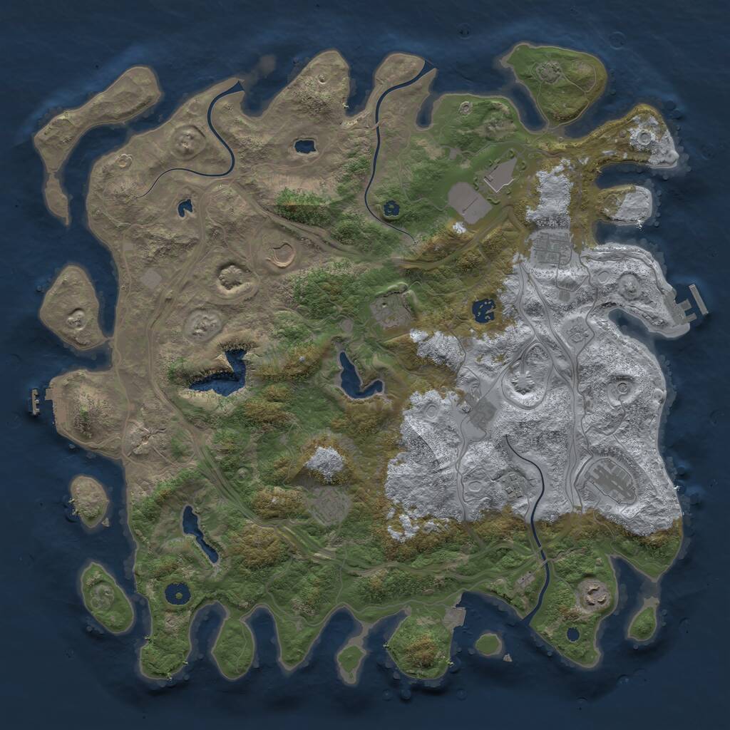 Rust Map: Procedural Map, Size: 4500, Seed: 1982830426, 16 Monuments