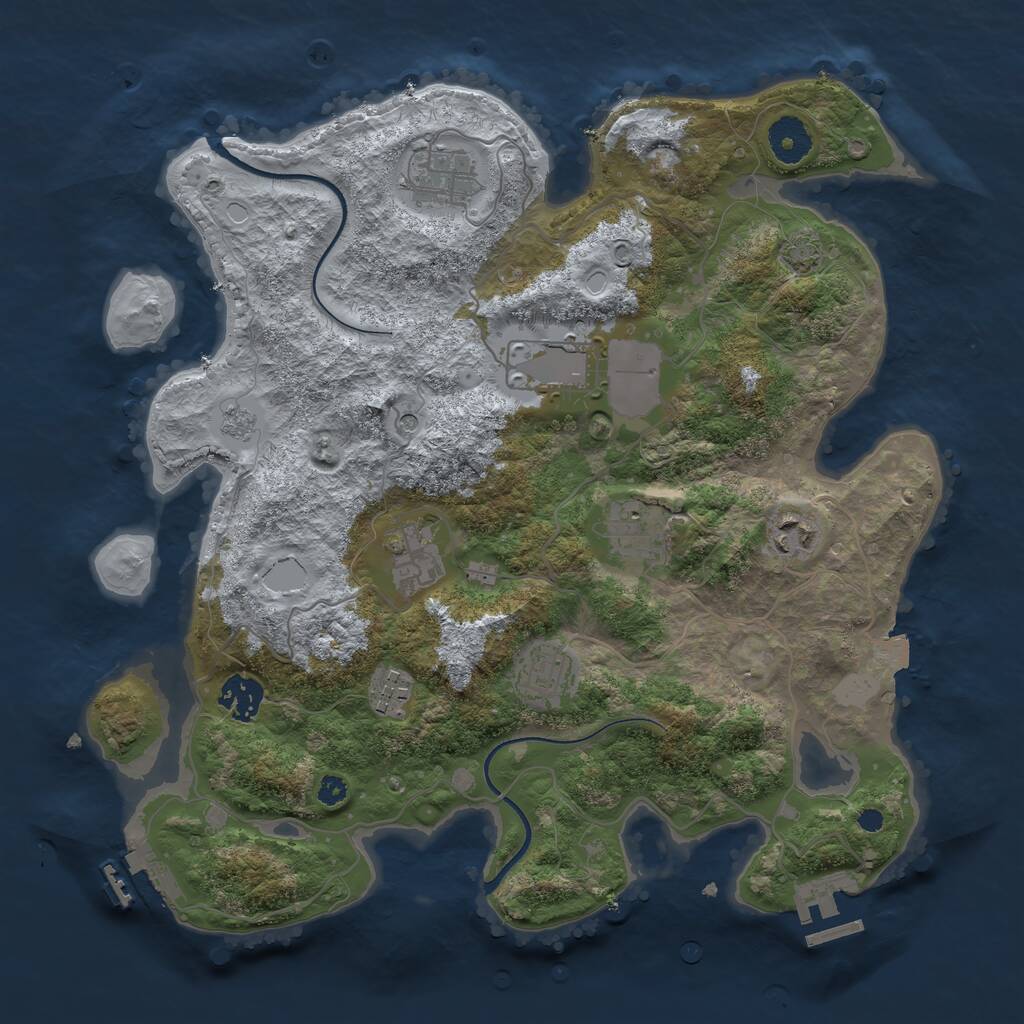 Rust Map: Procedural Map, Size: 3500, Seed: 26761173, 14 Monuments