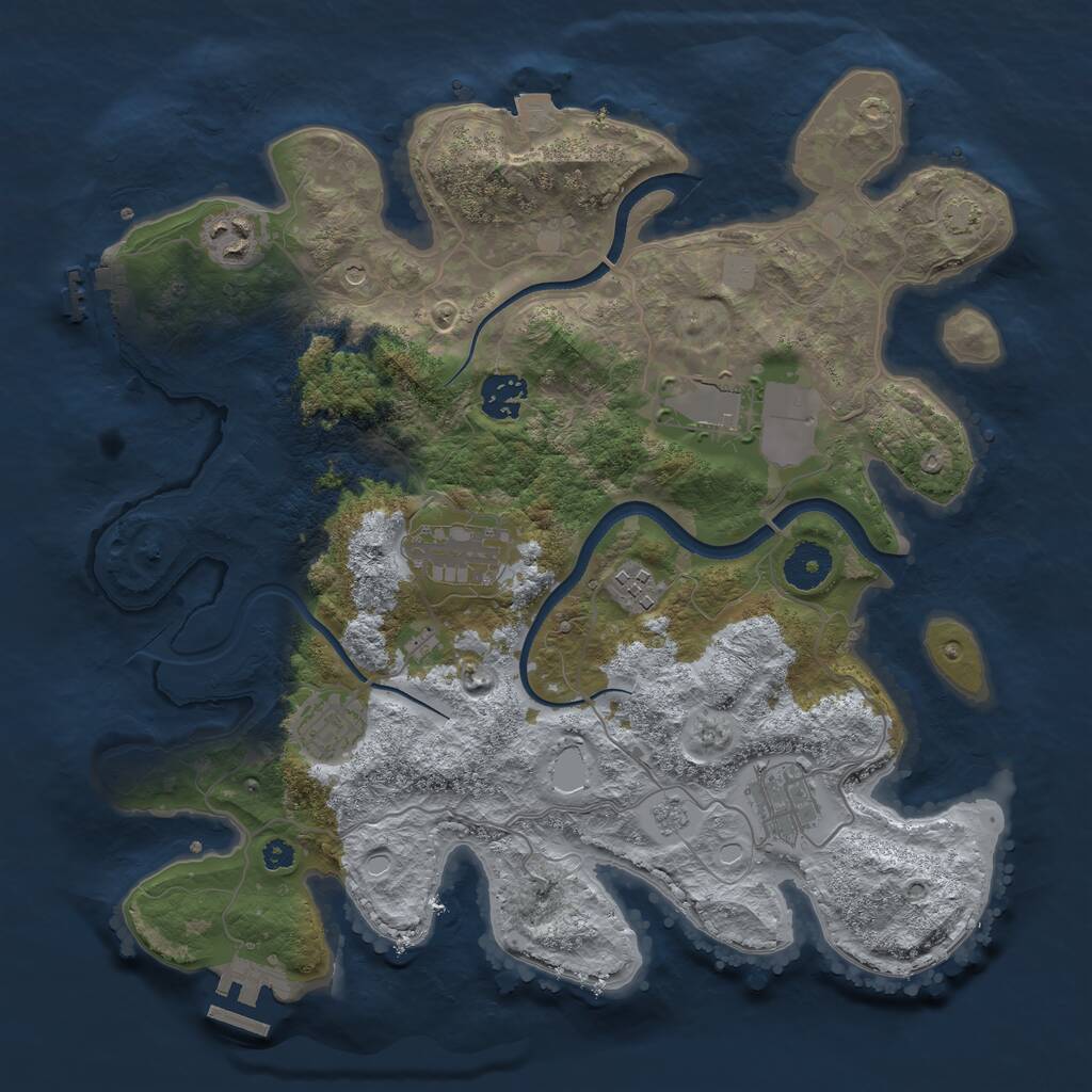 Rust Map: Procedural Map, Size: 3500, Seed: 50200267, 13 Monuments