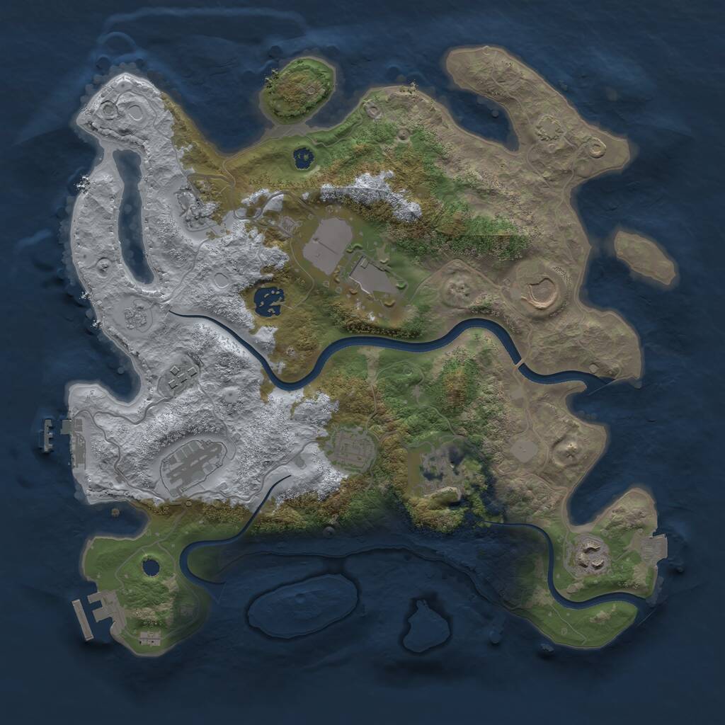 Rust Map: Procedural Map, Size: 3500, Seed: 78424347, 14 Monuments
