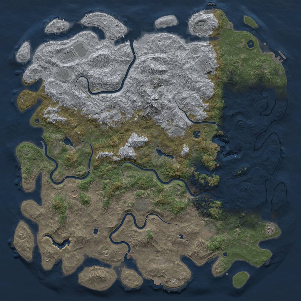 Rust Map: Procedural Map, Size: 6000, Seed: 77117744, 17 Monuments