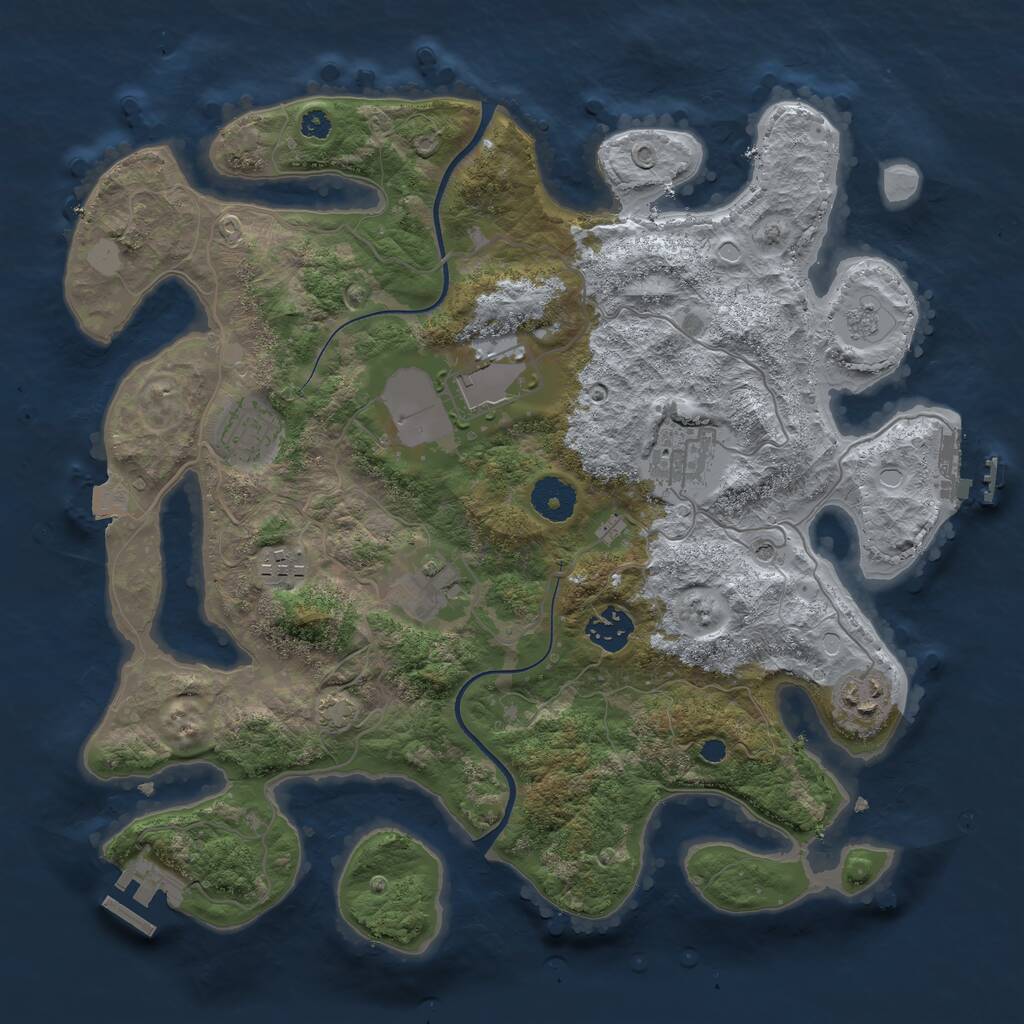 Rust Map: Procedural Map, Size: 3500, Seed: 55538616, 13 Monuments