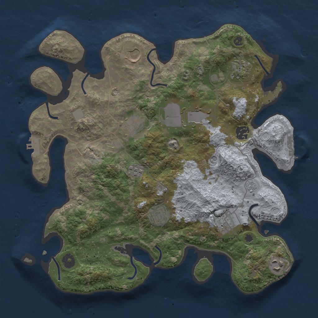 Rust Map: Procedural Map, Size: 3500, Seed: 23064737, 16 Monuments