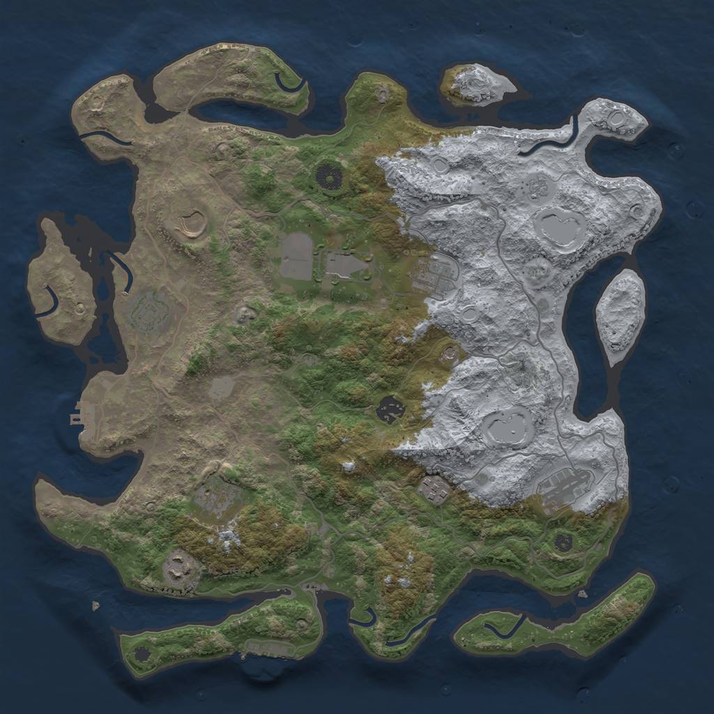 Rust Map: Procedural Map, Size: 4000, Seed: 1128540921, 18 Monuments