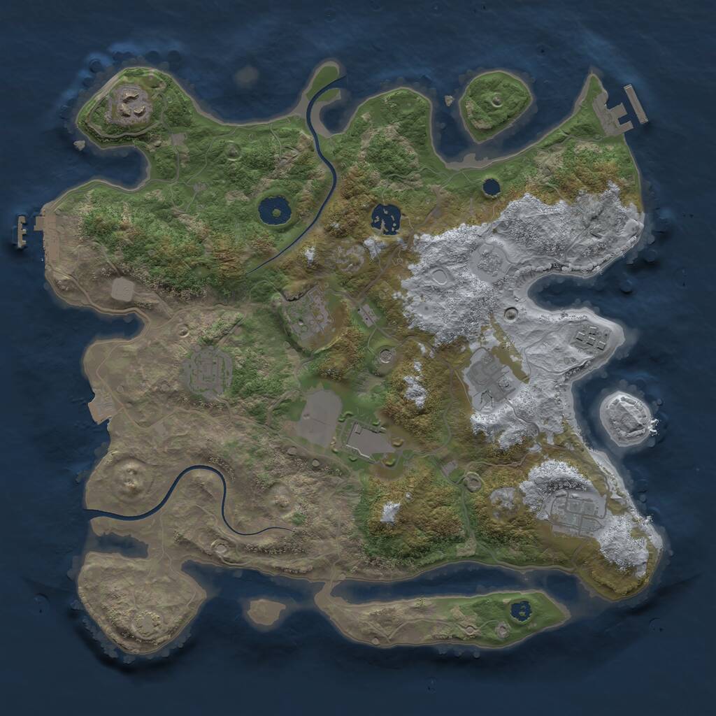 Rust Map: Procedural Map, Size: 3500, Seed: 39170474, 14 Monuments