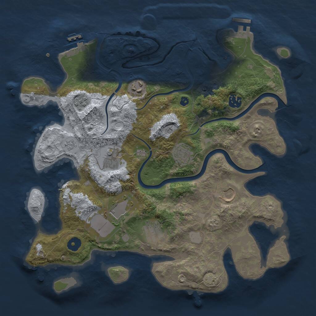 Rust Map: Procedural Map, Size: 3500, Seed: 77814283, 14 Monuments