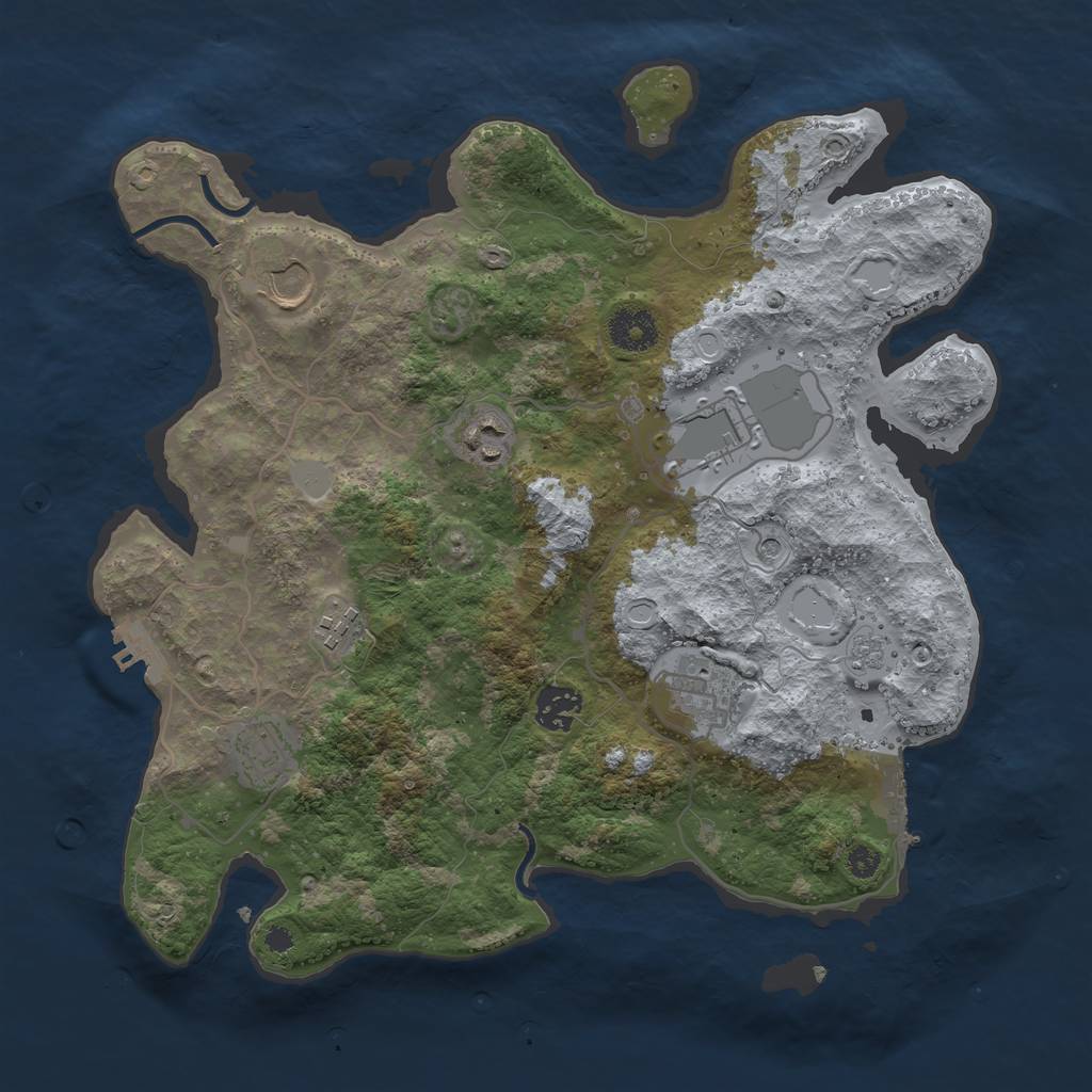Rust Map: Procedural Map, Size: 3500, Seed: 82671899, 14 Monuments