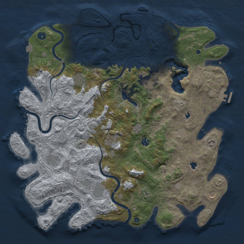 Rust Map: Procedural Map, Size: 4500, Seed: 160484098, 17 Monuments