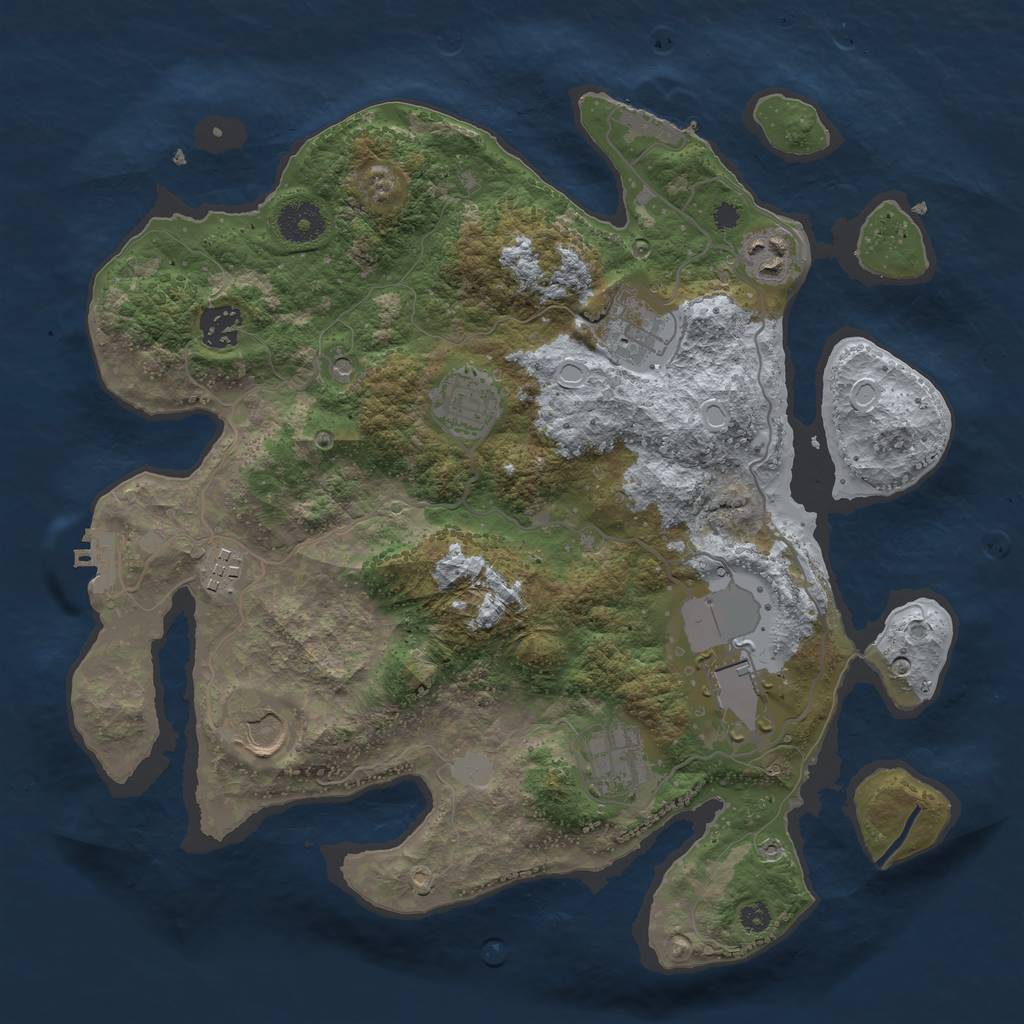 Rust Map: Procedural Map, Size: 3500, Seed: 93870466, 16 Monuments