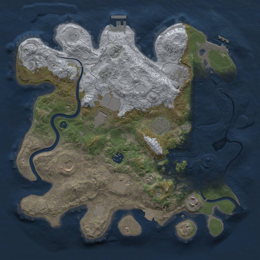 Rust Map: Procedural Map, Size: 3500, Seed: 58522561, 15 Monuments