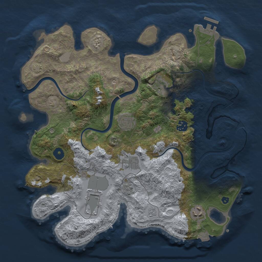 Rust Map: Procedural Map, Size: 3500, Seed: 37720115, 12 Monuments