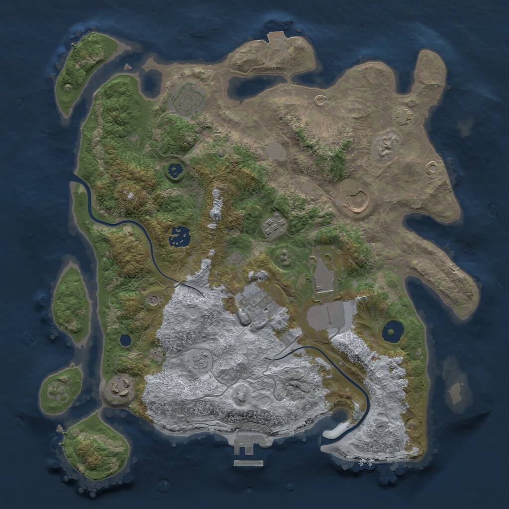 Rust Map: Procedural Map, Size: 3500, Seed: 29236059, 12 Monuments