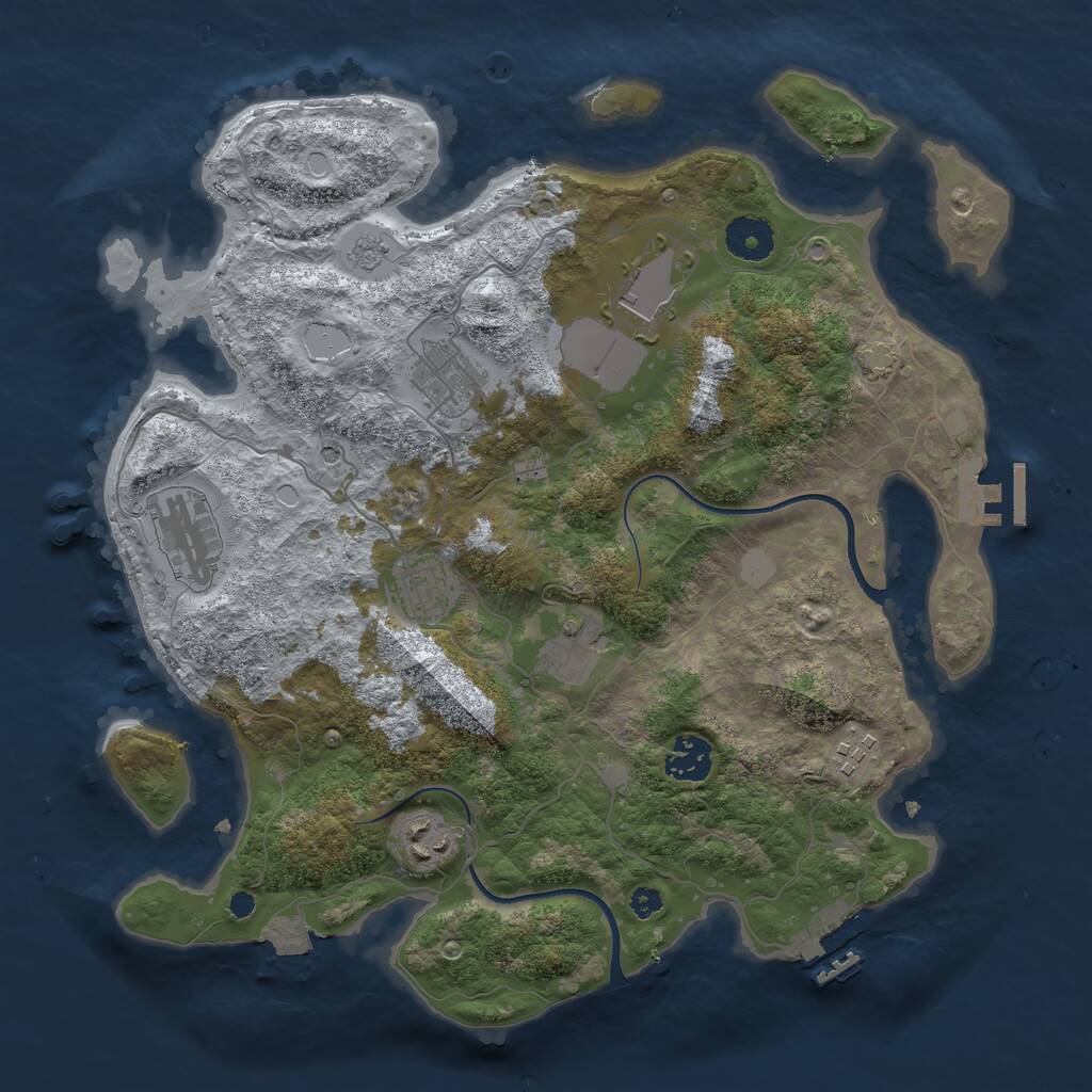 Rust Map: Procedural Map, Size: 3500, Seed: 55490857, 14 Monuments
