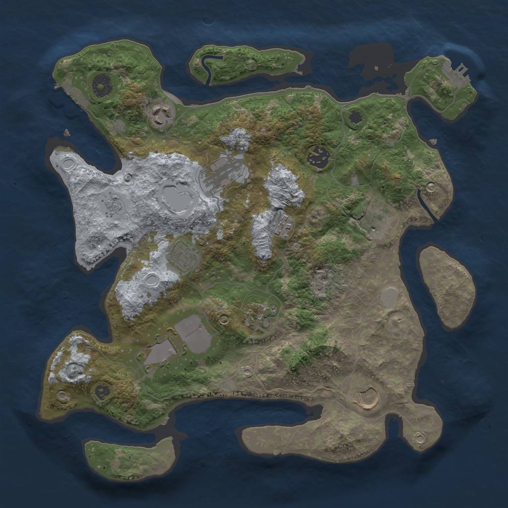 Rust Map: Procedural Map, Size: 3500, Seed: 10738334, 15 Monuments