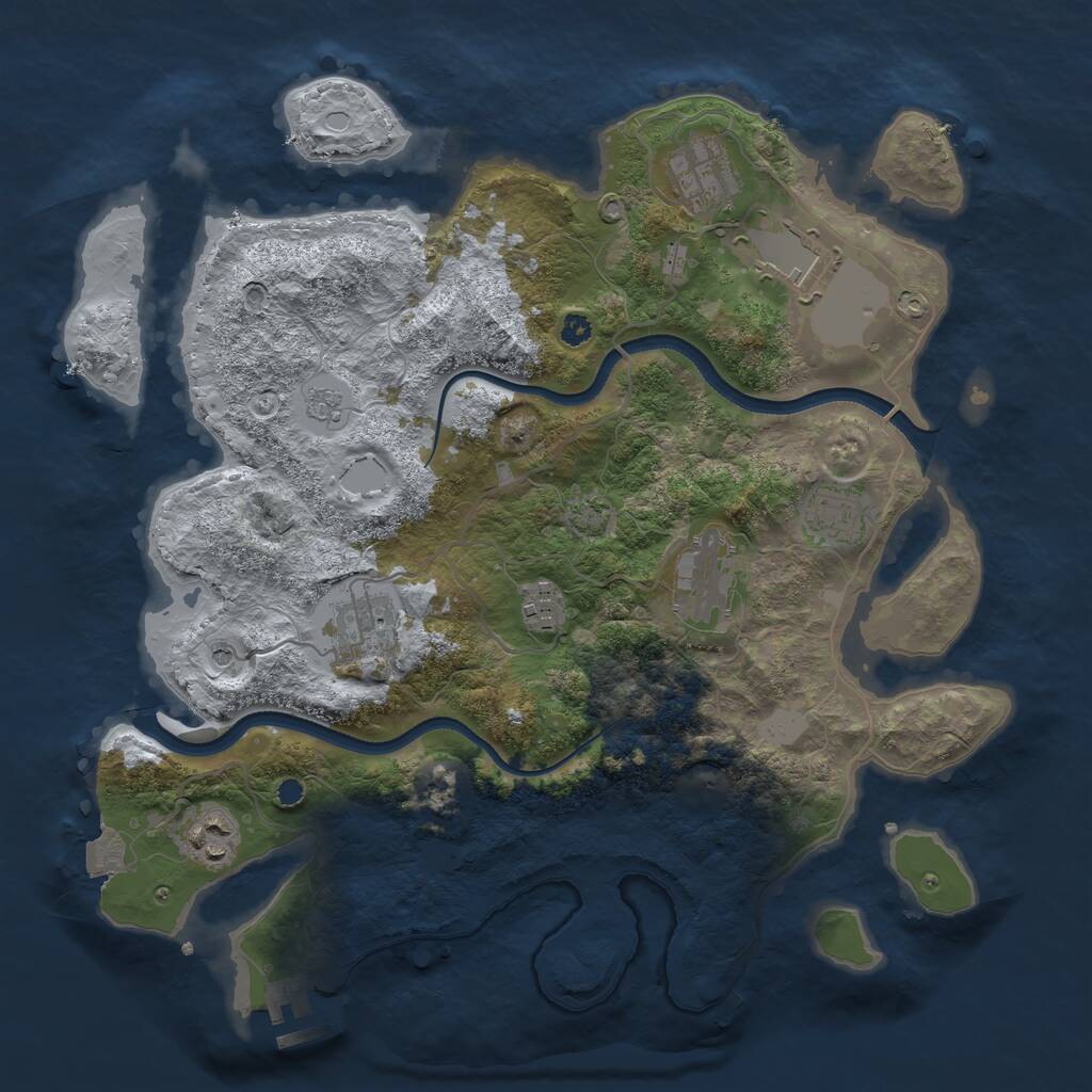 Rust Map: Procedural Map, Size: 3500, Seed: 68287065, 12 Monuments