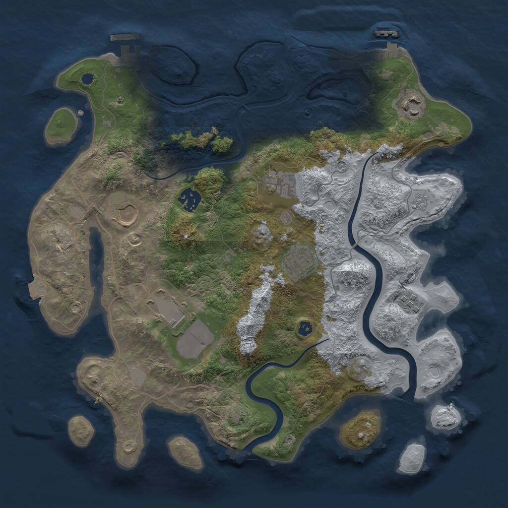 Rust Map: Procedural Map, Size: 3500, Seed: 71245513, 13 Monuments