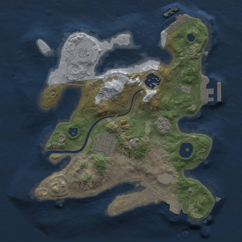 Rust Map: Procedural Map, Size: 2500, Seed: 366522770, 8 Monuments