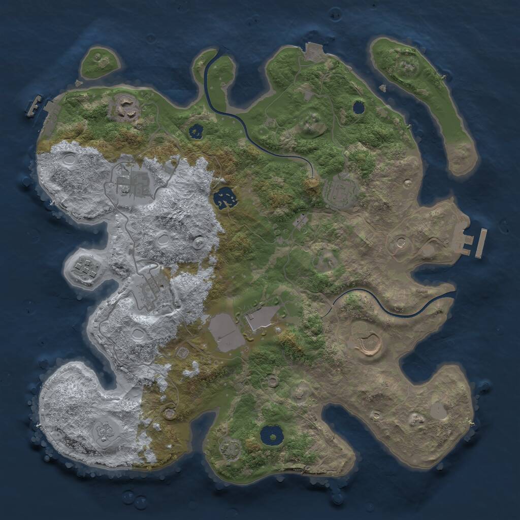 Rust Map: Procedural Map, Size: 3500, Seed: 91757757, 14 Monuments