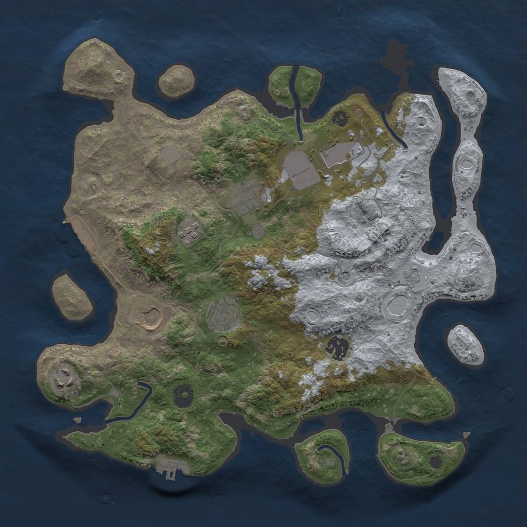 Rust Map: Procedural Map, Size: 3500, Seed: 37937752, 16 Monuments