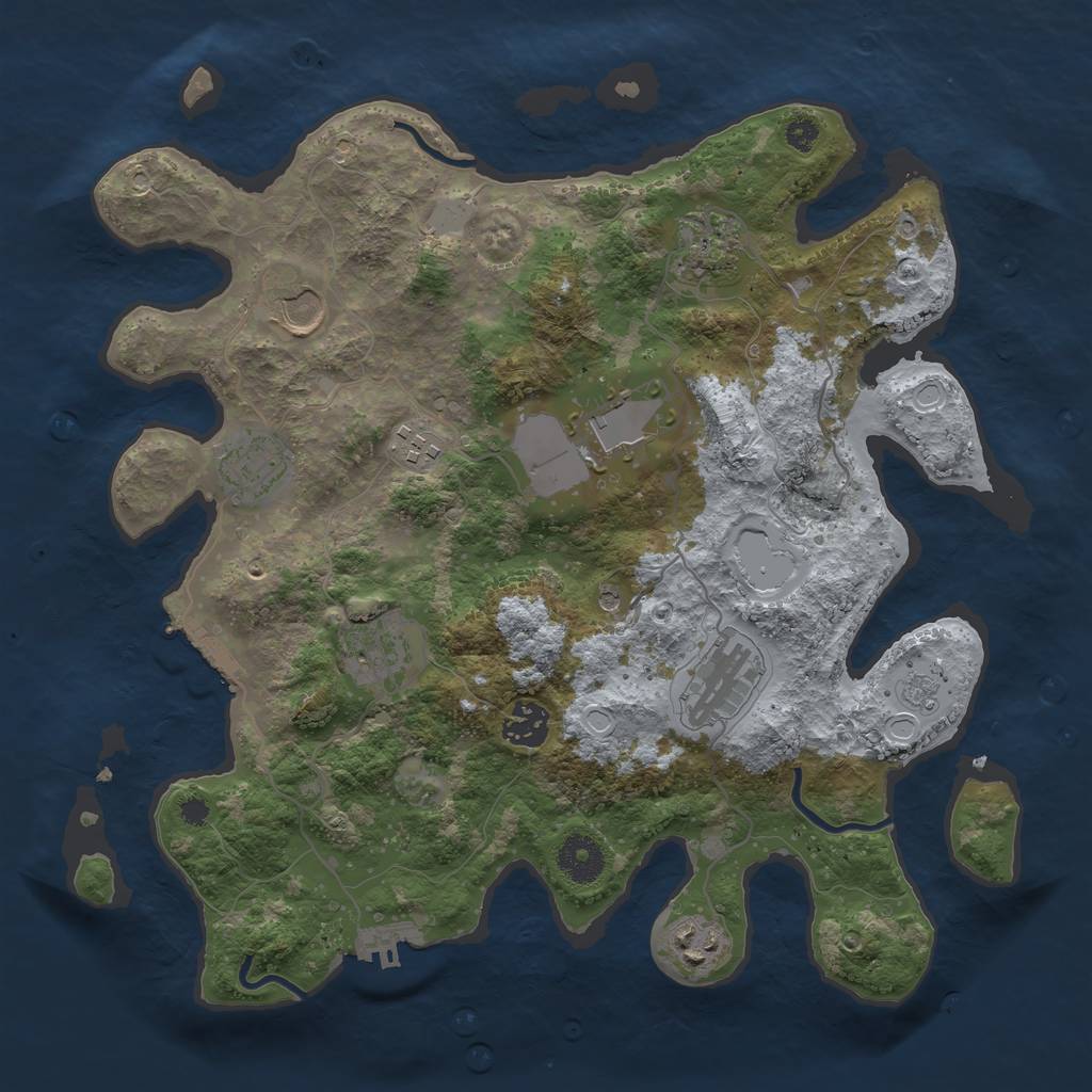 Rust Map: Procedural Map, Size: 3500, Seed: 72357576, 16 Monuments